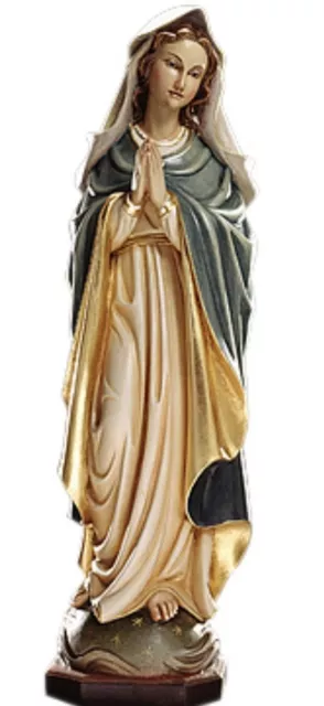 Statue Der Madonna Immaculate CM 40 IN Holz Der IN Gröden Hand-Dekorierte
