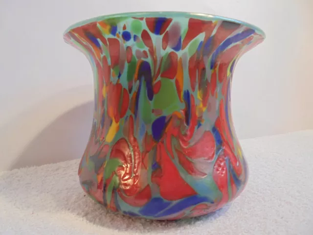 Vase Aus Hellgrünem Opalglas Mit Bunter Kröselaufschmelzung Loetz Um 1925
