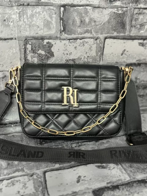 RIVER ISLAND BLACK Crossbody Bag Detachable Ri Strap Used Condition £10 ...