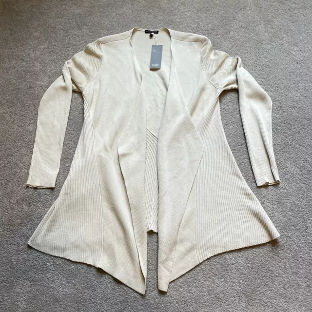 Eileen Fisher Shaped Jacket Womens Large Bone Beige Silk Cotton Interlock READ*