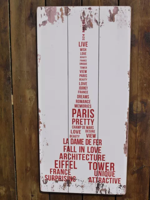 Large Wood Picture Sign Paris Eiffel Tower / London Big Ben Rustic Style Home