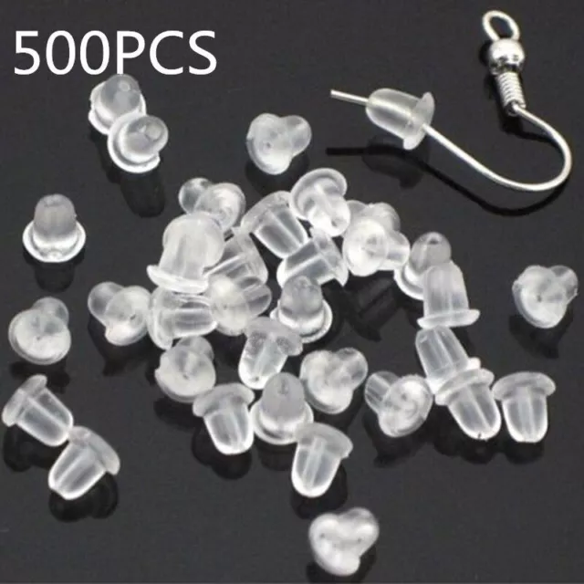 Lots de 500 embouts stoppeur poussoir fermoirs boucles d'oreille silicone bijoux