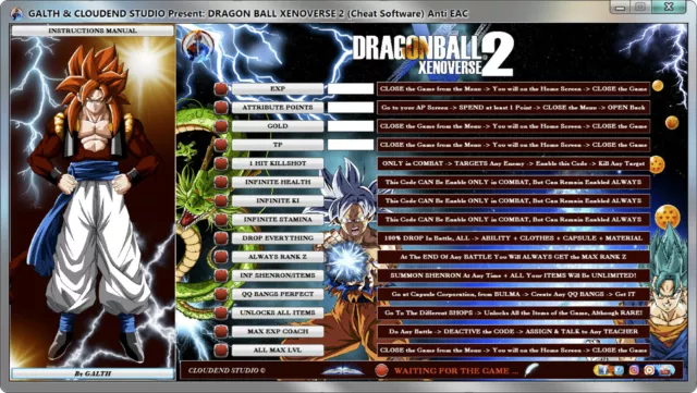 DRAGON BALL XENOVERSE 2 Trainer Mods Bypass Anti Eac Cheat Mod Software EUR - PicClick