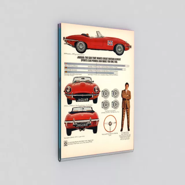 Jaguar XKE Roadster 1961 Retro Vintage Car Print Poster Wall Art Picture A4 + 3