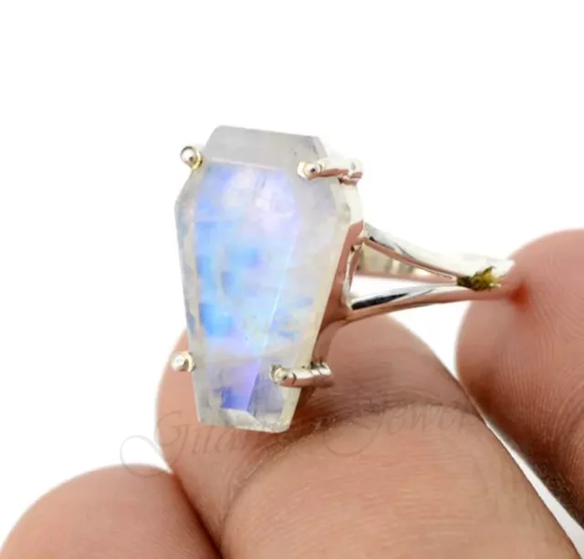 Antique Victorian 1880s 3ct Natural MOONSTONE 14k Yellow Gold Ring Band