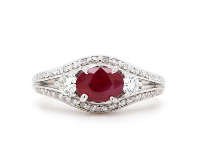 1.11ct Oval Ruby and 0.66ctw Diamond Ring in 14K