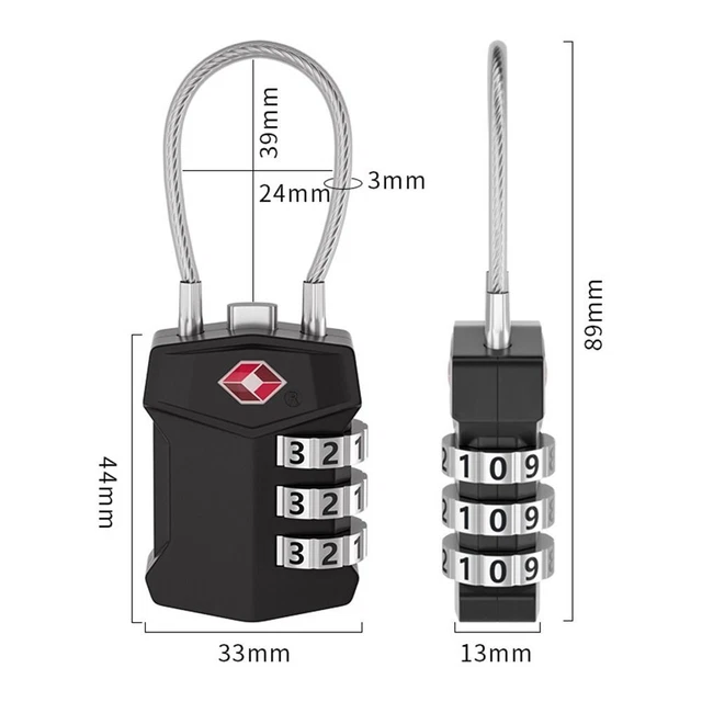 Lucchetto A Combinazione 3 Cifre Per Bagagli - Nero, Lega Di Zinco, Password Modificabile - Foto 2