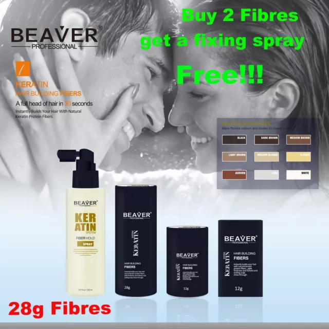 Beaver Hair Building Fibres Thickening Fibers Loss Regain Concealer Fixing Spray