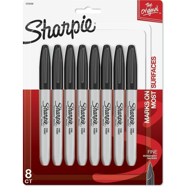 SHARPIE FINE POINT Permanent Marker Black -8 Pack- Sharpie Black Marker ...