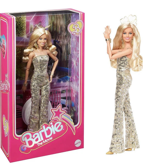 Barbie the movie puppe margot robbie puppe tr gt gold disco overall