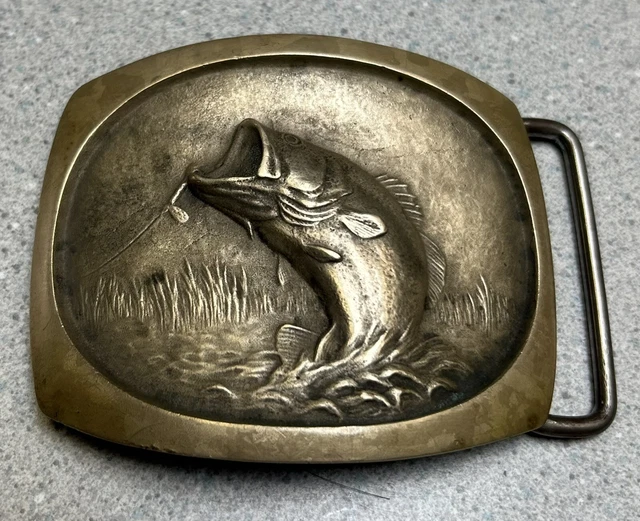 VTG 1978 SOLID Bronze Large Mouth Bass SL Knight Sculpture Belt Buckle
