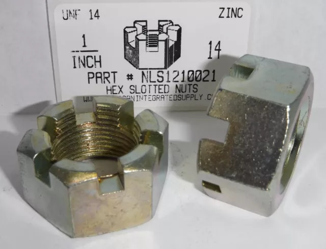 1"-14 Hex Slotted Nut Steel Zinc Plated (25)