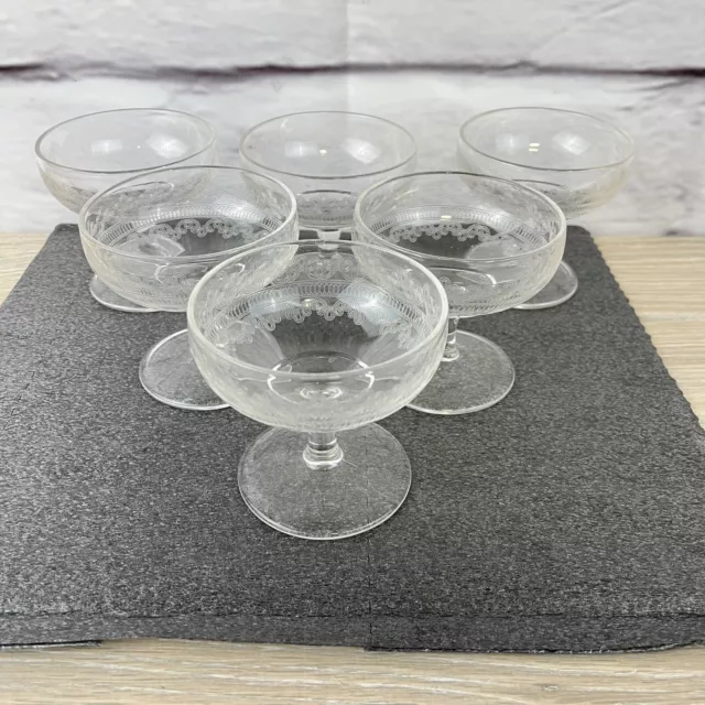 1910'S Art Deco Needle Etch Cocktail Glass Barware Fostoria Cloverleaf 6pc