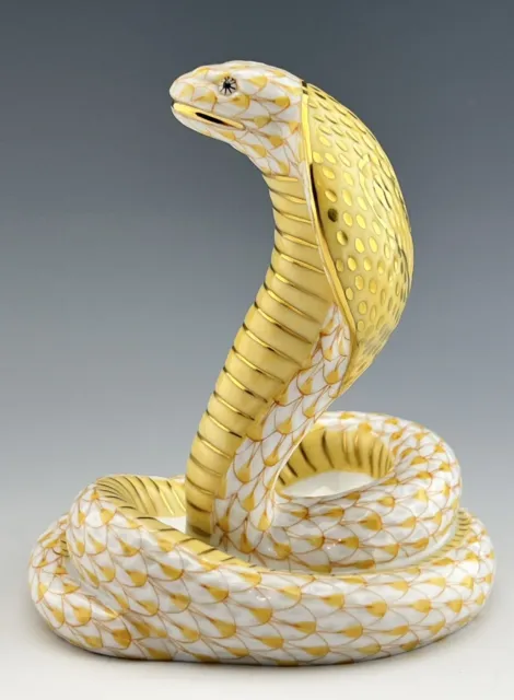 BRAND NEW HEREND King Cobra Snake Butterscotch Fishnet Figurine ($690 Retail)