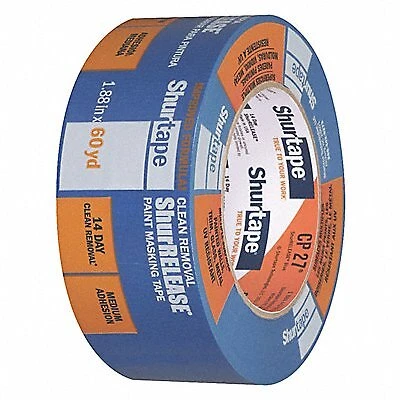 Painter's Tape: 1 7/8 in x 60 yd, 5.3 mil Thick, Rubber Adhesive, Indoor and