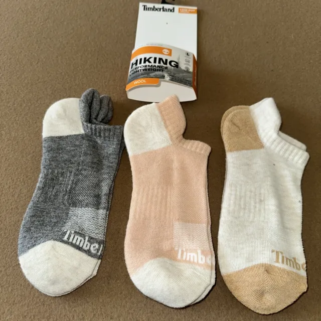 TIMBERLAND HIKING LOW Cut 3 Pair Socks Womens Wool Blend Size 6.5 To 9. ...