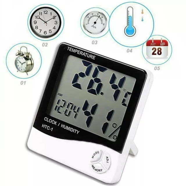 Home Digital LCD Thermometer Hygrometer Humidity Meter Indoor Temperature Clock