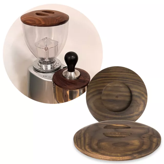 Two Espresso Grinder Coffee Bean Hopper Dosers Lid Wooden Cover for Mazzer Mini