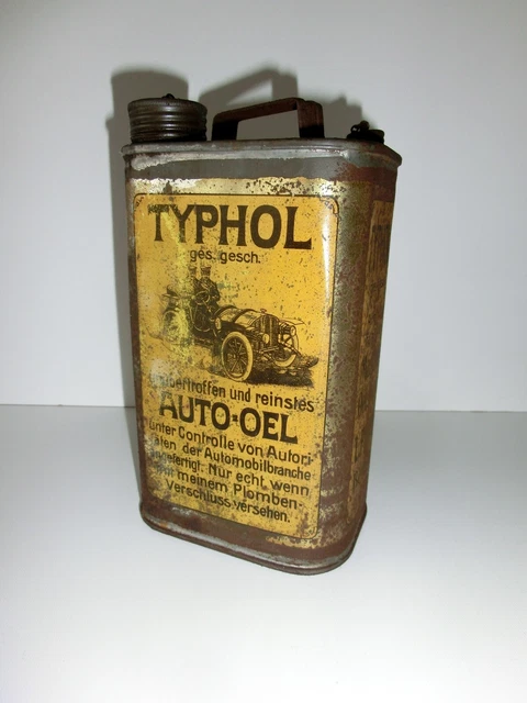 orig.alte Blechdose Typhol Auto Oel Tankstelle Oldtimer Werkstatt Deko Container 2