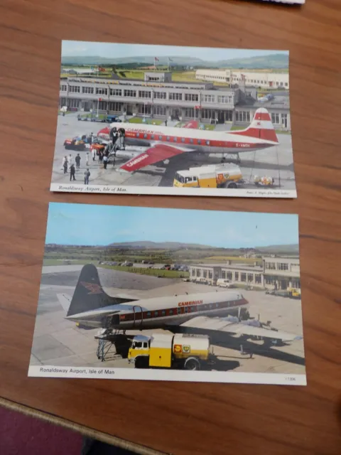 2 Postcards Ronaldsway Airport, Isle of Man