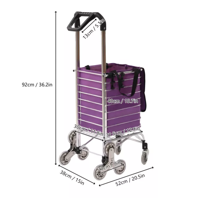 8 Wheels Urban Stair Climbing Cart Folding Grocery Laundry Shopping Handcart+Bag