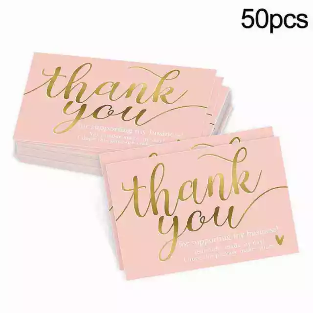 50 Pcs Pink Thank You Card Businesses Greetings Card Labels For Small NEW  Hot