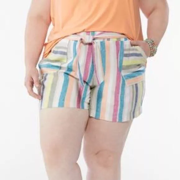 Cato | Plus Size Multi Linen Shorts Various Sizes Available