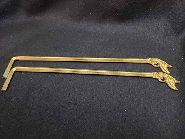 Antique Vintage Lot of 2 Swing Arm CURTAIN Rods - Shabby Gold Plastic Metal 5