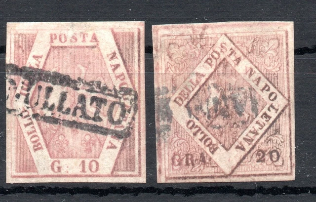 ITALY , SICILIES  , 1858 , scarce 10 and 20 GRANA , USED , LOOK !