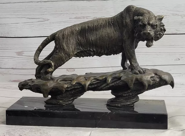 Bugatti Tigre Bronce Estatua Intrincado Detallado Vida Silvestre Figura para