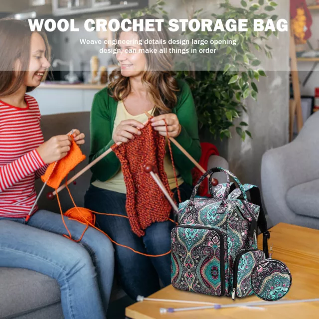 Crochet Yarn Organizer Bag Nylon Storage Backpack Lightweight Sewing Accessories 2