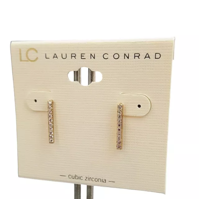 Lc Lauren Conrad Gold Tone Cz Bar Stud Earrings Nwt