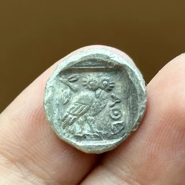 Very Old Ancient Roman Greek Athena Attica owl silver Exquisite coin