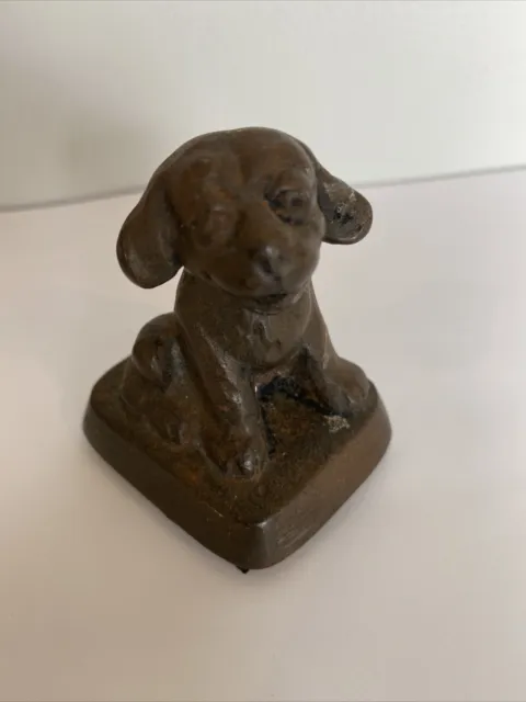 Antique VTG Cast iron Hubley Miniature Puppy Dog Figurine Paperweight Decor 3”