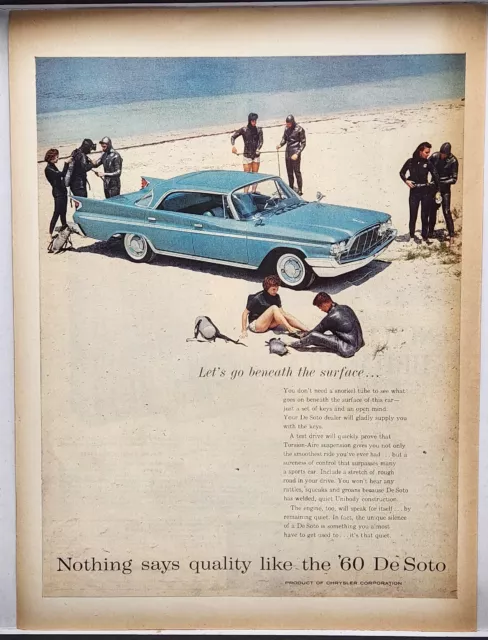 1960 Chrysler DeSoto Beach Scene Vintage Color Print Ad