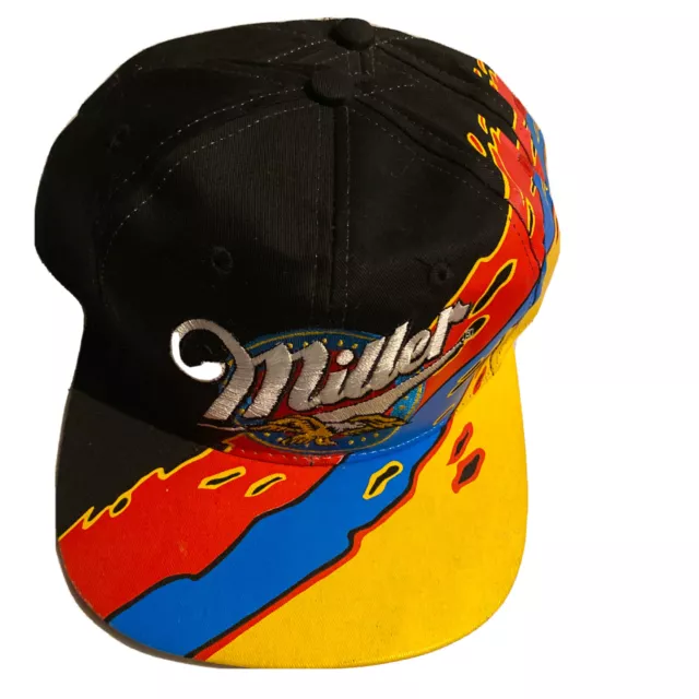 vintage 1994 miller black Splatter cap hat Rusty Wallace