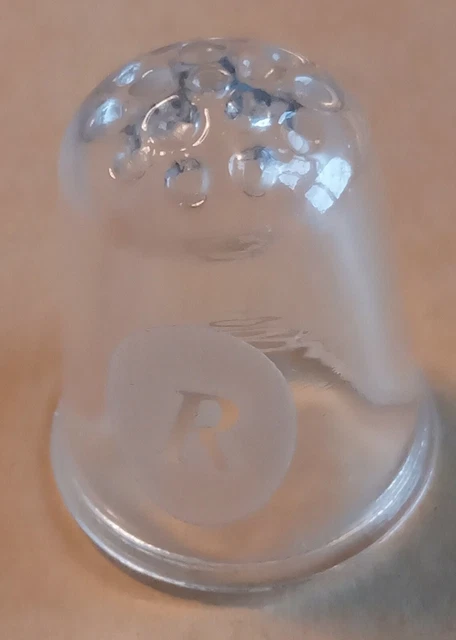 Glass Thimble featuring the letter "R"