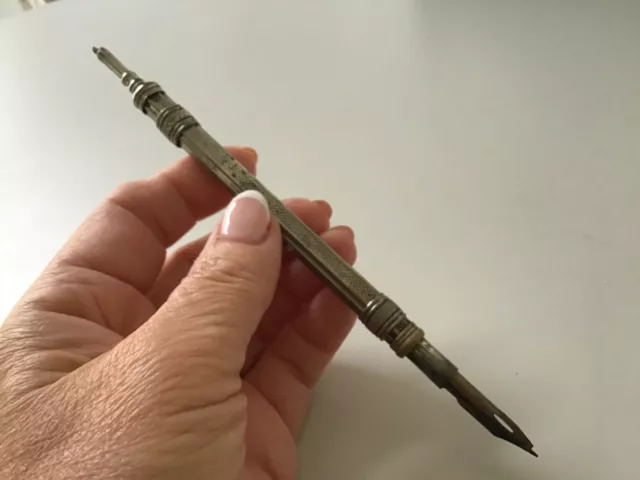 Vintage Metal Propelling Pencil & Dip Pen Nib Holder Combination / Extending