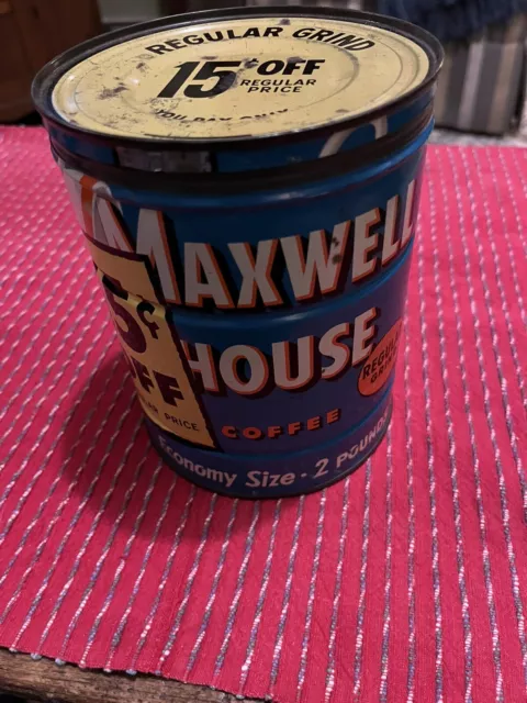 Vtg Metal Maxwell House coffee can two