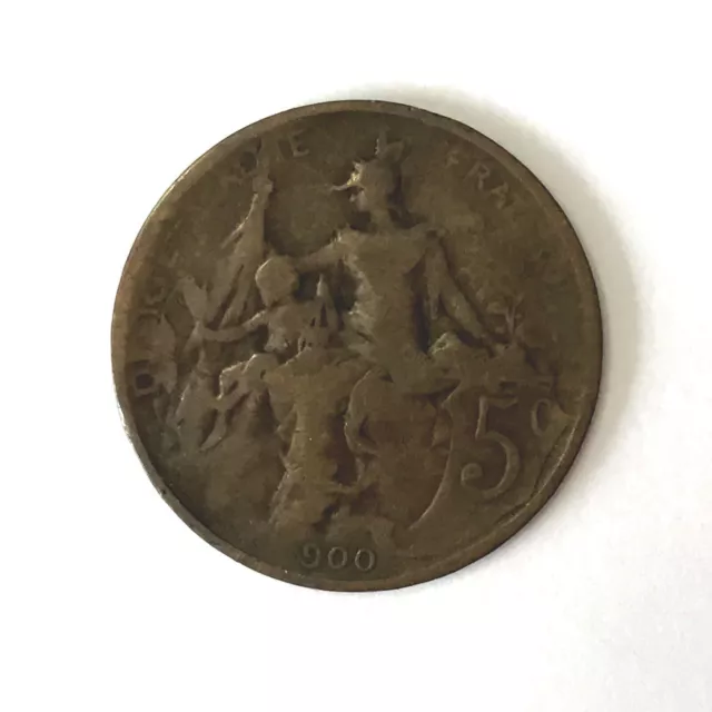 France Republik 5 Centimes Coin  1900AD Error Type missing 1 from 1900