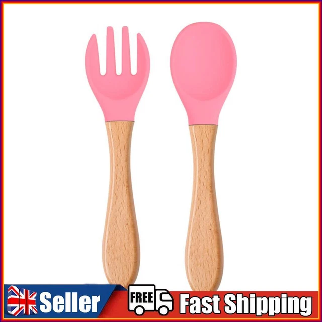 Baby Wooden Silicone Feeding Spoon Toddlers BPA-free Tableware (14)