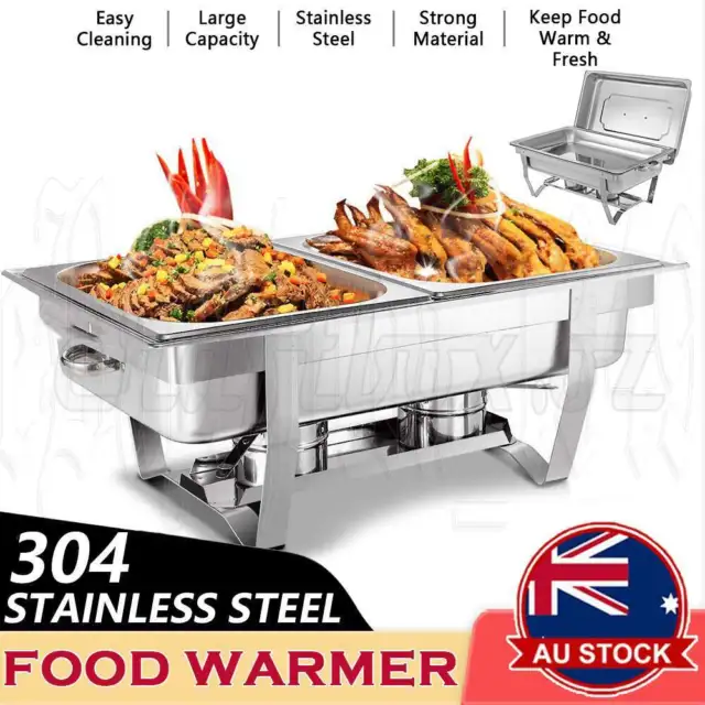 9L 4.5Lx2 Stainless Steel Bain Marie Bow Food Buffet Warmer Pan Chafing  Dish AU