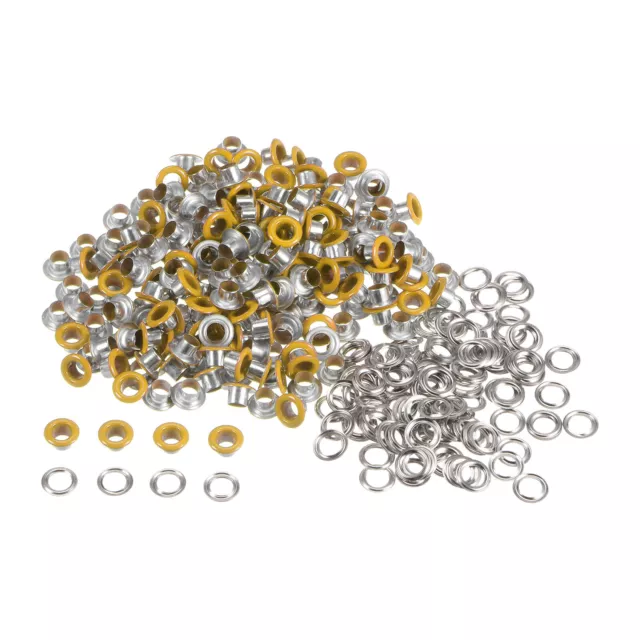 200set Grommets Kit Metal Eyelets 4.5mm 0.18" Grommet for Shoes Clothes, Yellow