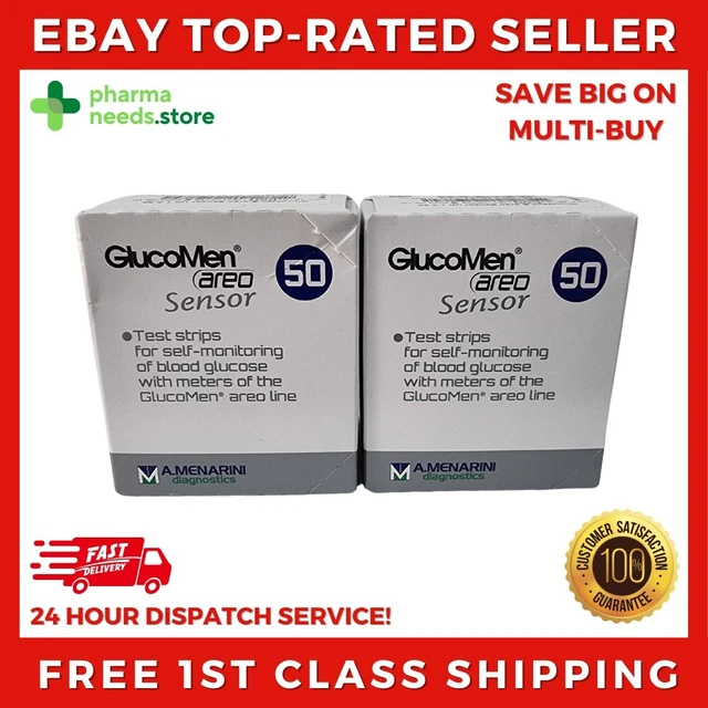 GLUCOMEN AREO BLOOD Glucose Sensor Test Strips 100 (50x2) - LONG EXP ...