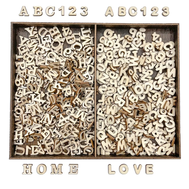 592 Pieces 1/2 Inch Mini Wooden Alphabet Letters and Unfinished Wood Numbers ...