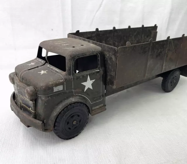 Vintage MARX LUMAR US ARMY Troop Carrier Truck 18.5" Military Hauler 1950s Steel