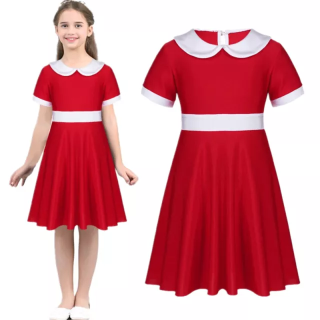 Kid Girls Christmas Carnival Party Costume Xmas Festival Mrs Santa Claus Dresses