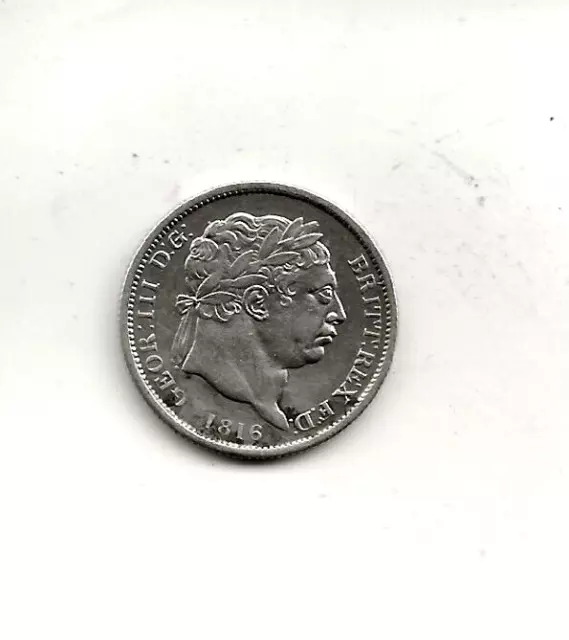 1816 George Iii 0.925 Silver One Shilling Coin