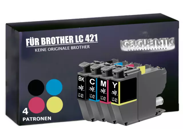 4 X  Tinte Patronen kompatibel für Brother LC-421  MFC J1050 J1140 MFC J1010