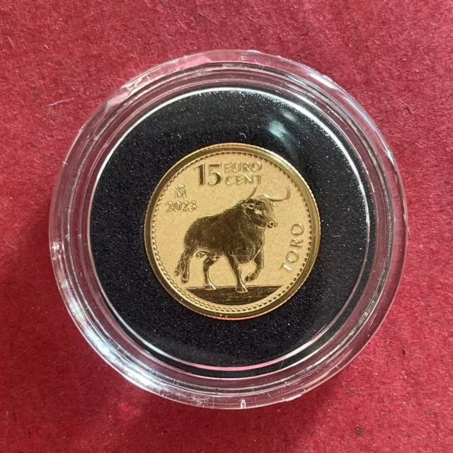 Moneda 1/10 Oz Oro 9999-15 EURO CEN TORO 2023 Felipe VI Rey De España En Cápsula